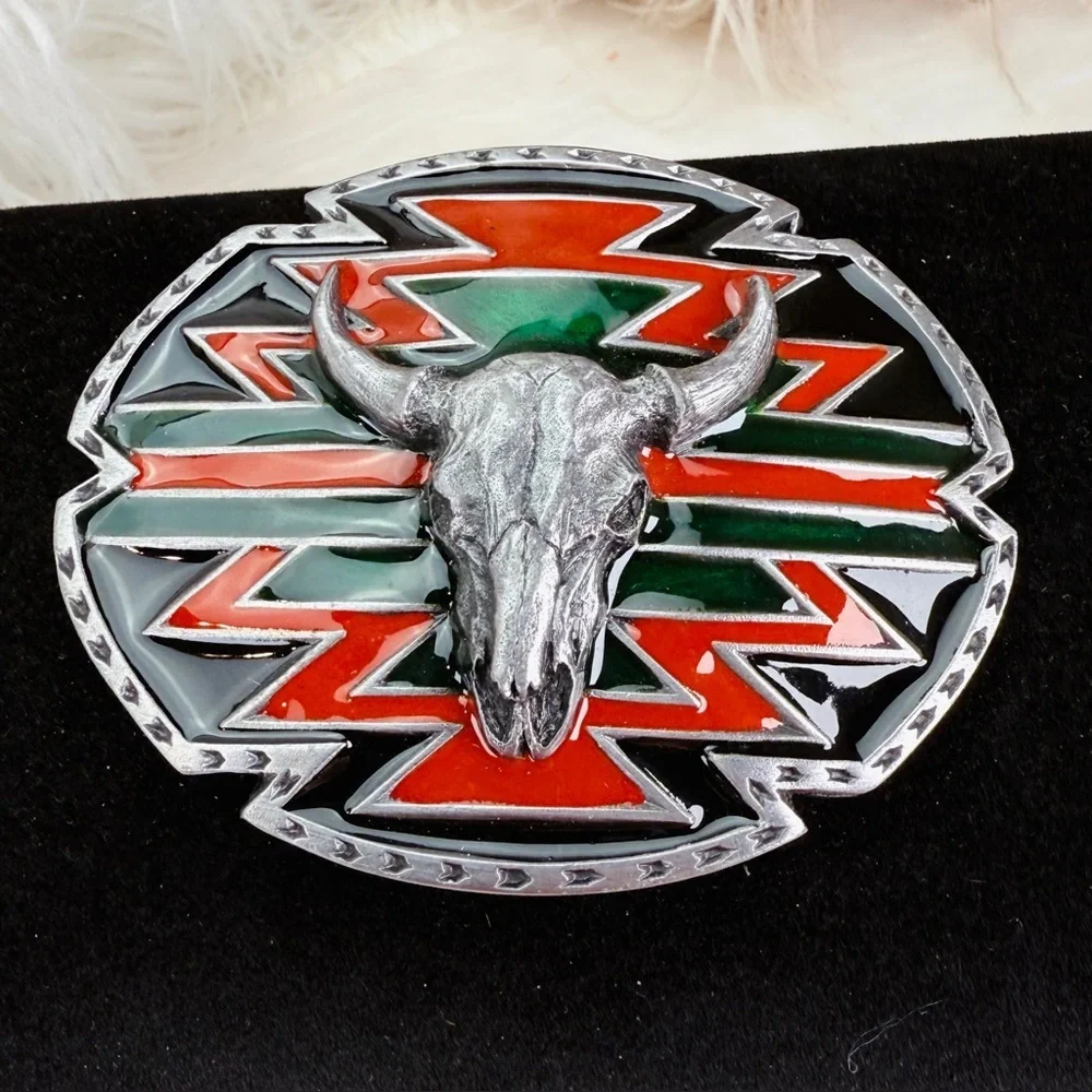 Vintage Siskiyou Skull Belt Buckle Steer Western Native American Style Cowboy